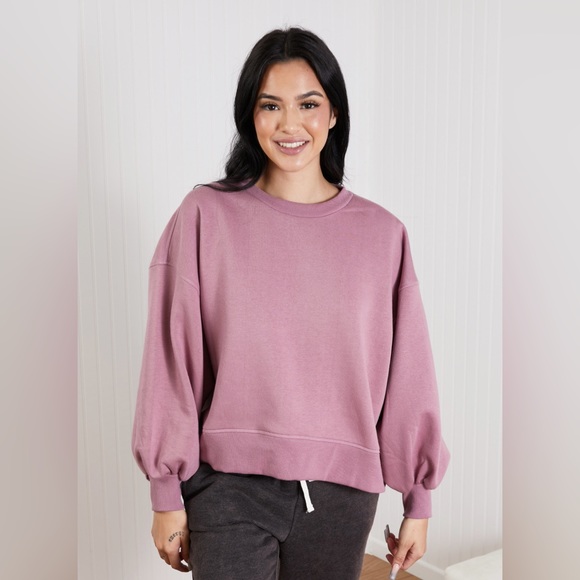 Zenana Outfitters | Sweaters | Mauve Sweatshirt Balloon Sleeve Size Medium  | Poshmark